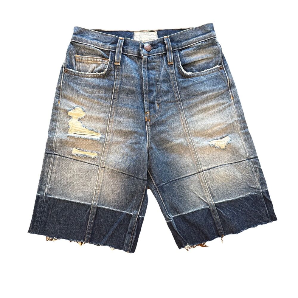 Current/Elliott The Seamed Short Zephyr Destroy Distressed Button-Fly - Size 25